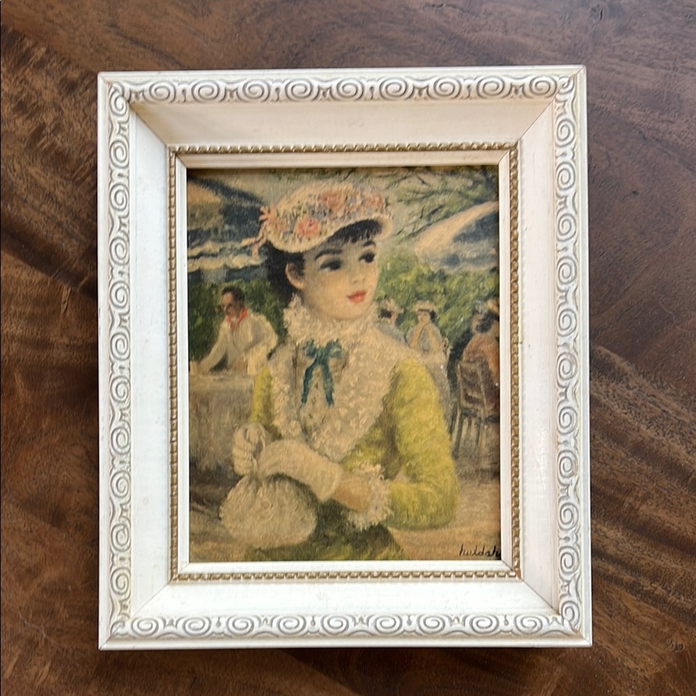 Elegant Cream Framed Art Print Thrift Find Crème Green Colors